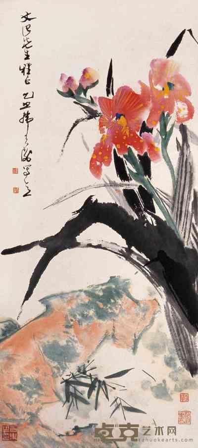 韩天衡 花卉图 轴 96×43cm